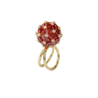 swarovski curiosa cocktail ring  circle  orange  gold tone plated